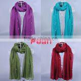 Wholesale Women Fashion Solid Color Cotton Pearl Scarf With Jewelry thumbnail-1