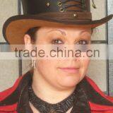 2015 FASHION STYLISH BLACK BROWN BUCKLE TOP HAT GENUINE LEATHER TOP HAT FOR MENS,WOMENS thumbnail-2