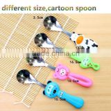 C082 Cartoon plastic handle baby stainless steel spoon