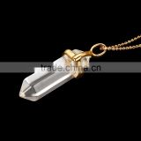 Gorgeous 1pcs Clear Quartz Gold Plated Fashion Jewelry Necklace Pendant (Chain is not Included)