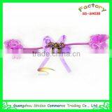 Purple two chiffon flower and satin ribbon bow