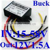dc dc 24v 36v to 12v 1.5a Step Down Power Converter Buck 15-58V 42v to 12v Voltage Regulator Power Supply Module Waterproof 18W