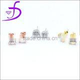 Italian Silver Jewelry Stud Earring 8mm CZ Wear Earrings thumbnail-1