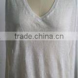 16JW5316 100%linen Woman V Neck Knitted Summer Jumper