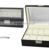10 Sets of Watch Case in Black Leather With Glass Window