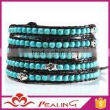 Guangzhou Factory Direct Handmade DIY Turquoise Bead Wholesale Leather Wrap Bracelets thumbnail-1