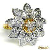 Latest Desinger Flower Ring Latest Diamond Ring 9K Gold Diamond Ring thumbnail-2
