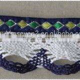 Hot Fashion Black / White Colors Scalloped Shaped Cotton Trims, Jacquard Ribbon With Cotton Lace thumbnail-6