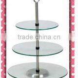 Round Shaped 3 Tiers Cake Display Stand With Clear Glass thumbnail-1