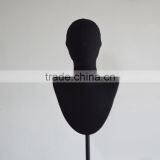 Black Color Man Woman Mannequin Head Shoulder Two Functions Fabric Mannequin Head thumbnail-3