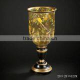 Floral Painted Wooden Candlestick Holder, Elegant Home Decorative Floor Standing Candle Holder,Unique Design Art Painting Crafts thumbnail-2