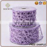 Elegant Purple Velvet Poly Web Sheer Thick Ribbon thumbnail-2