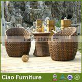 Funky Modern Outdoor Furnitue Rattan Coffee Table Set thumbnail-2