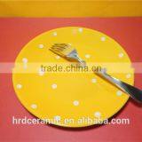 High Quality Wholesale Yellow Ceramic Plate With Polka Dots thumbnail-4