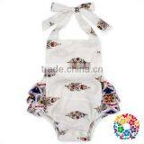 Newborn Baby Clothes Wholesale Cotton Halter Ruffled Bubble Baby Girl Romper thumbnail-3