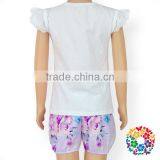 Girls Boutique Summer New Fashion Singlet Two Pieces Outfits Purple Flower Clothing Set thumbnail-3