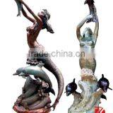 Bronze Water Mermaid Fountain With Dolphin thumbnail-1