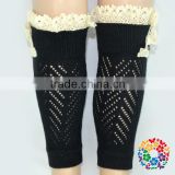 2015 New Fashion Leg Warmers Wholesale Baby Leg Warmers Baby Girls Black Sex Sock Stocking With white Lace Ruffle