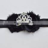 New Princess Elastic Crown Flower Headband Pearls Tiara Baby Girl Headband thumbnail-2