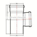 HIGH QUANLITY TEE WITH SOCKET OF PVC GB STANDARD EXPANDING FITTINGS FOR DRAINAGE WITH GASKET thumbnail-2