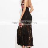 OEM Service Sexy Embroidered Rose Applique Overlay Fishtail Cami Dress Pictures Of Latest Long Gown thumbnail-3