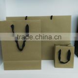 shopping kraft paper bag, stamping print with ribbon handle