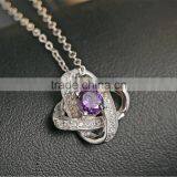 2017 New Fashion Hollow Flower CZ Pendant Necklace Jewelry Eternal Lucky Star Necklace thumbnail-2