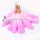 CX-R-39A Cute Keychain Dip Dyed Genuine Rabbit Fur Key Ring thumbnail-2