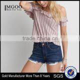 MGOO New Arrival Drop Shoulders Ladies Tank Tops Girls Top Design Stripe Pattern Women Shirt thumbnail-1