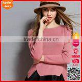 Latest Design Unique Autumn Knit Ladies Solid Color Pullover Sweater thumbnail-2