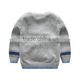 Pure Cotton Childrenwear Gray Color Flat Knitting Strip Neck Unique Design Sweater Cardigan Boy thumbnail-2
