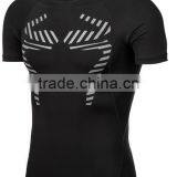 Polyester Gym Mens Spider Print Slim Fit Quick Dry Short Sleeve Blank Training T Shirt thumbnail-2