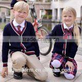 2016 Nice Perfect Fit Custom Uniforms Wholesale Primary School Uniform Girls Uniform Cardigan and Skirt thumbnail-2