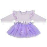 Baby Girls Pink 2 Pcs Clothes Set Wholesale Cotton Long Ruffle Sleeve Tutu Romper Dress Boutique Clothing thumbnail-2