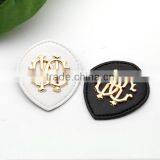 Black/white PU Leather Sew on Patches Fashion Labels With Metal Logo Clothing Label for Jeans/jacket PLB-001 thumbnail-3
