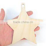DIY Craft Customized Natural Wood Color Five Stars With Hole Hanging Decorative thumbnail-1