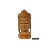 Wood Sculpture Handmade Buddha Head Figure India Art thumbnail-1