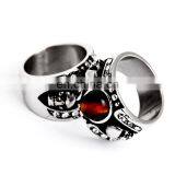 Fashion Onyx Stone Men Silver Titanium Ring thumbnail-3