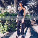 Amigo 2017 New Style White Dew Chest Tassel Strap Sexy Lace Long Bandage Jumpsuit for Women Party Wear thumbnail-1