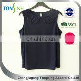 Women's 1/4 no Sleeve Lace Top With Polyester thumbnail-3