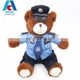 25cm plush policeman teddy bear plush solider bear toy