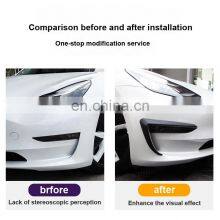 ABS Carbon Fiber Front Fog Light Trim Covers for Tesla Model 3 Frame Eyebrow Stickers Car Accessories 2021 thumbnail-2