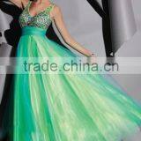 Hot Sale Elegant and Beautiful Organza Prom Dress With Colorful Beading and Tank High Quality V-Neck A-Line Prom Dress thumbnail-2