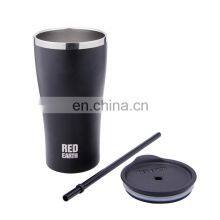 530ml Vacuum Insulated Water Mug With Straw Cup Double Wall Stainless Steel Customized Logo Insulated Coffee Cup W/lid thumbnail-1