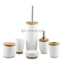 Six Pcs Waste Bin Tissue Box Vanity Ceramic Tabletop Accessories Bathroom Set thumbnail-4