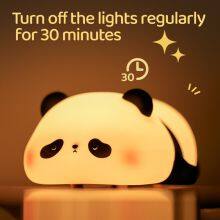 Custom Baby Bedroom Lamps Cartoon Panda Night Light Lamp Soft Silicone Cute Children Sleep Light Kids Night Light thumbnail-6