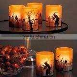 Halloween Tealight Candle Holders Glow Stick Pumpkin Jars