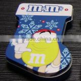 christmas sock special shape candy tin box