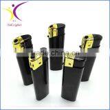 Big Black Disposable Fancy Lighter With Golden Safety Cap