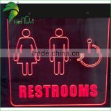 Red restroom transparent amazing acrylic LED light sign board on sale